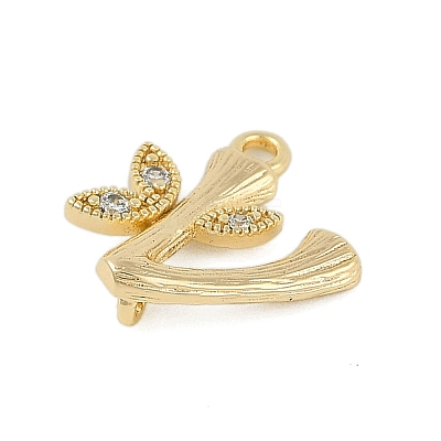 Brass Crystal Rhinestone Letter Links Connector Charms KK-S395-06G-V-1
