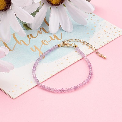 Faceted Natural Amethyst Beaded Bracelets for Women BJEW-JB05928-03-1
