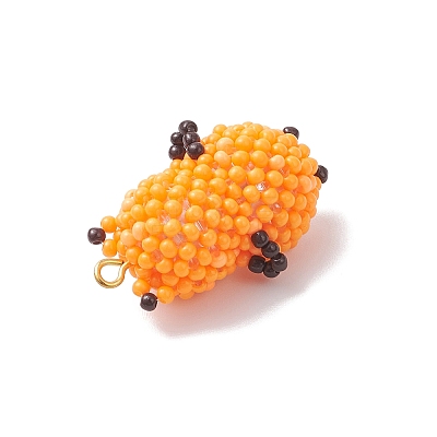 Glass Seed Beaded Hamster Pendants PALLOY-MZ01035-02-1