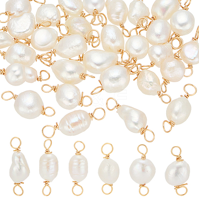 30Pcs Natural Cultured Freshwater Pearl Connector Charms PALLOY-ME00009-1