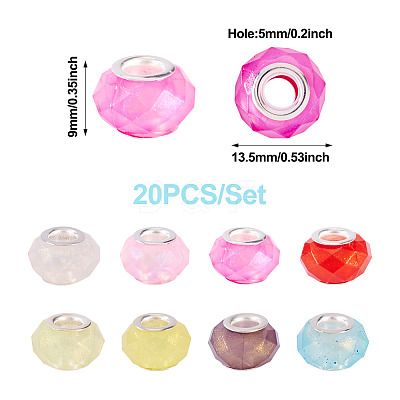 20Pcs Pearlized Resin European Beads RESI-TA0004-36-1