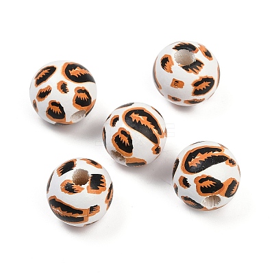 Painted Wood European Beads WOOD-F017-04A-1