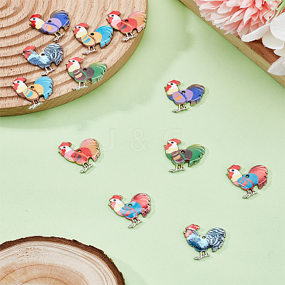 12Pcs 6 Colors Printed Alloy Pendants FIND-LP0001-45-1