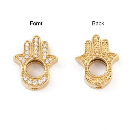 Long-Lasting Plated Brass Micro Pave Grade AAA Cubic Zirconia Bead Frame ZIRC-G090-51G-NR-1