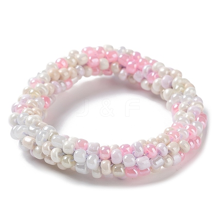 Crochet Glass Beads Braided Stretch Bracelet LS-BJEW-K232-01P-1