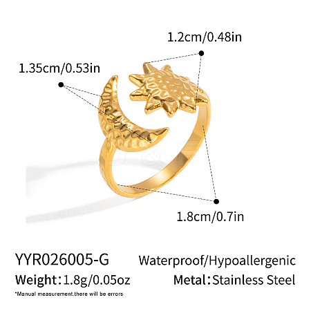 304 Stainless Steel Sun Moon Cuff Rings for Women ZT0112-1-1