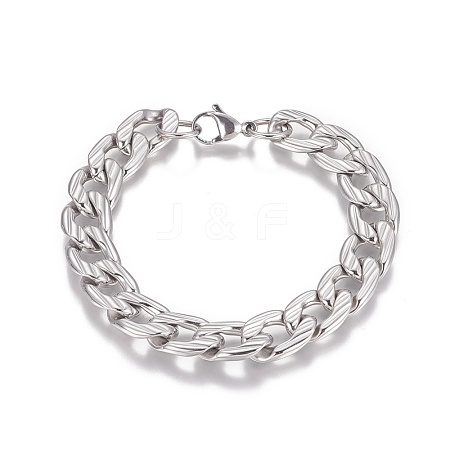 Tarnish Resistant 304 Stainless Steel Curb Chain Bracelets BJEW-I274-02P-1