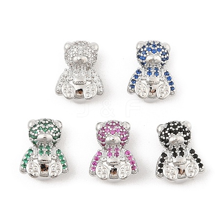 Brass Micro Pave Cubic Zirconia Slide Charms ZIRC-I068-13P-1