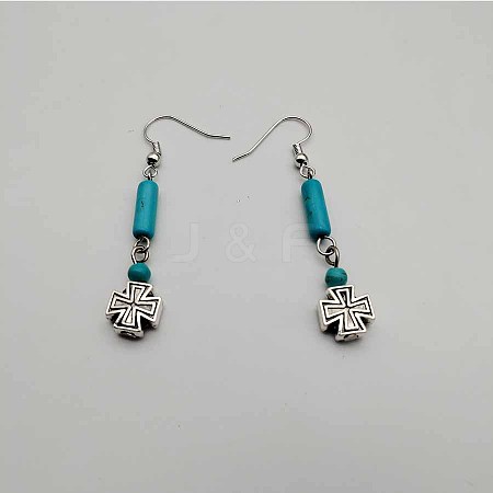 Bohemian Tassel Synthetic Turquoise & Alloy Dangle Earrings for Women RC4749-6-1