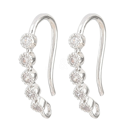 Brass Rhinestone Earring Hooks KK-C261-01A-P-1