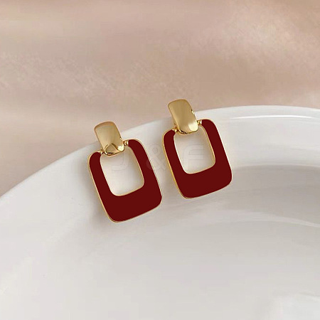 Rectangle Alloy Enamel Dangle Stud Earrings FS-WG08EF2-01-1