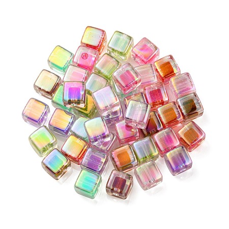 UV Plating Transparent Acrylic European Beads OACR-F004-10-1