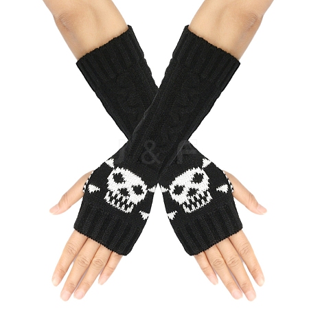 Acrylic Fiber Knitted Mittens Fingerless Gloves PW-WGEEF61-01-1