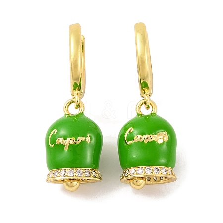 Bell Brass & Enamel Hoop Earrings for Women EJEW-U015-25G-C-1