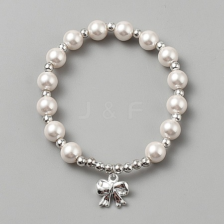 Plastic Pearl & Alloy Bead Bracelets BJEW-WH0011-109-1