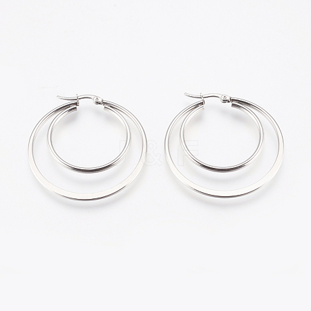 Tarnish Resistant 201 Stainless Steel Hoop Earrings EJEW-I213-B-02P-1