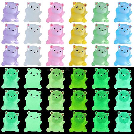 30pcs 5 colors Bear Luminous Resin Display Decorations DJEW-SZ0001-10-1