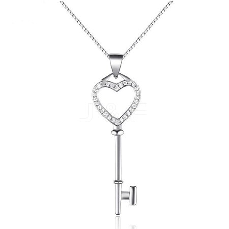 925 Sterling Silver Heart Key Hollow Pendants STER-BB57676-1