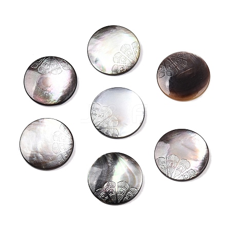 Natural Black Lip Shell Carved Cabochons SSHEL-T017-04B-1