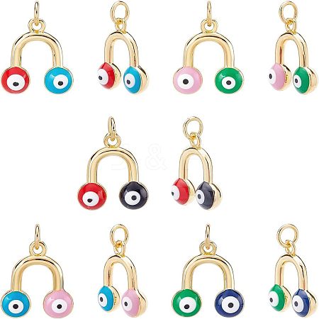  10Pcs 5 Colors Brass Enamel Pendants KK-NB0001-49G-1