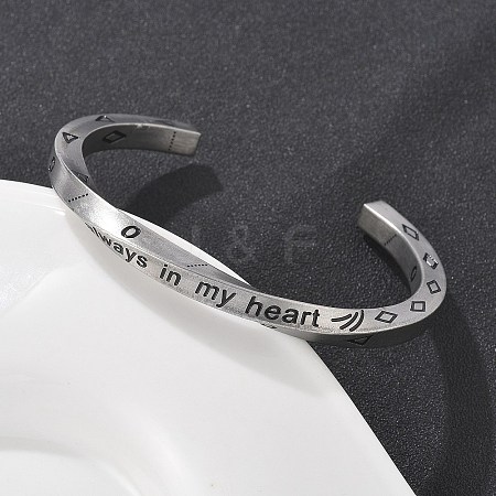 Viking Word Always in My Heart 304 Stainless Steel Enamel Cuff Bangles for Women BJEW-Z092-10P-1