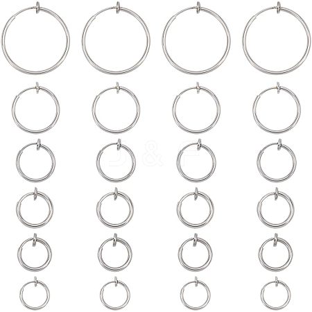 UNICRAFTALE 24pcs 6 sizes 304 Stainless Steel Retractable Clip-on Hoop Earrings EJEW-UN0001-57-1