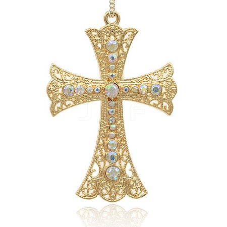 Golden Plated Alloy Cross Big Pendants ALRI-J026-28G-1