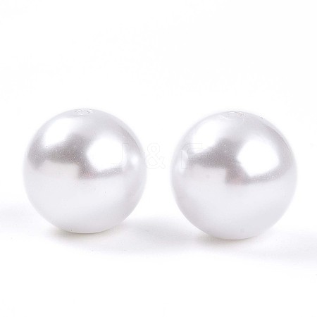 Round ABS Plastic Imitation Pearl Beads OACR-R053-01-1