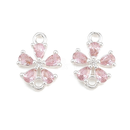 Brass Pave Pink Cubic Zirconia Connector Charms CU-CBAA6E8-01S-1