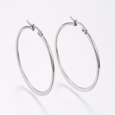 304 Stainless Steel Big Hoop Earrings EJEW-F105-18P-1
