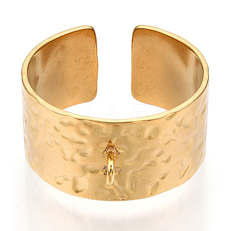 304 Stainless Steel Open Cuff Finger Ring Components STAS-WH0047-69G-1