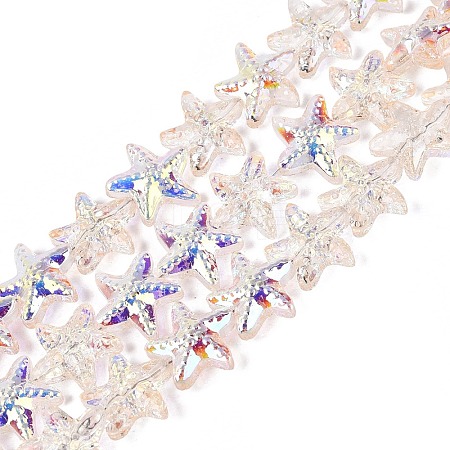Electroplate Transparent Glass Beads Strands EGLA-Q136-01A-04-1