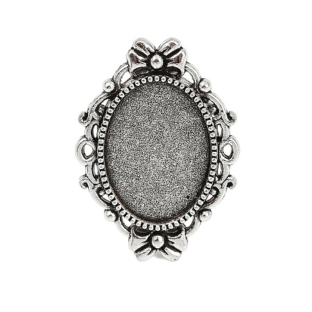 Vintage Adjustable Iron Finger Ring Components Alloy Cabochon Bezel Settings X-PALLOY-Q300-10AS-NR-1