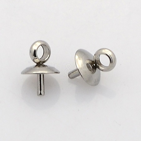 201 Stainless Steel Cup Pearl Peg Bails Pin Pendants STAS-N023-01-5mm-1