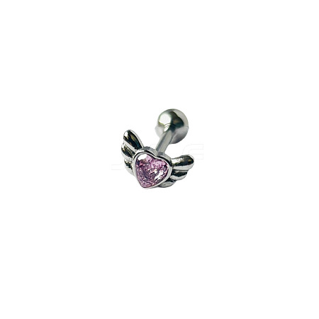 Angel Wing Heart 316L Surgical Stainless Steel Pave Cubic Zirconia Tongue Rings FS-WG901EE-04-1