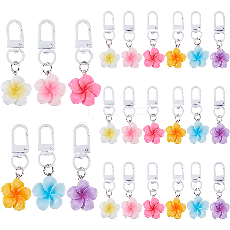 24Pcs 6 Colors Resin Flower Pendant Decorations HJEW-DC0001-32-1