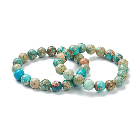 Synthetic Shoushan Stone Beaded Stretch Bracelets BJEW-A117-D-19-1