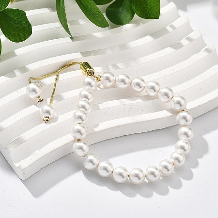 Long-Lasting Plated Brass Beads Slider Bracelets for Women BJEW-K268-04G-1