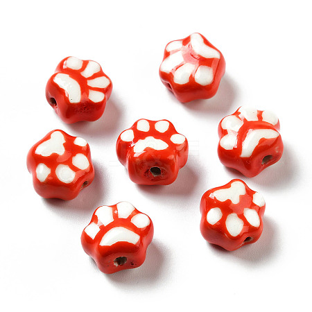 Handmade Printed Porcelain Beads X1-PORC-F005-02C-1