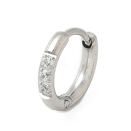 316 Stainless Steel Micro Pave Clear Cubic Zirconia Hoop Cartilage Earrings WG9FB89-04-1