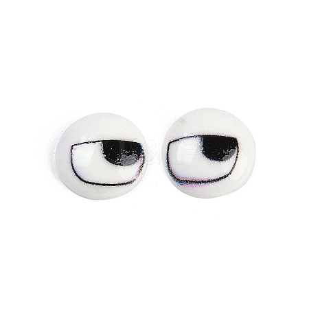 White and Black Flat Round Cartoon Resin Cabochons LS-CRES-Q009-01C-1
