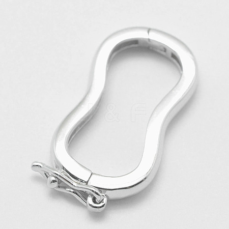 Anti-Tarnish Rhodium Plated 925 Sterling Silver Twister Clasps STER-E056-025P-1