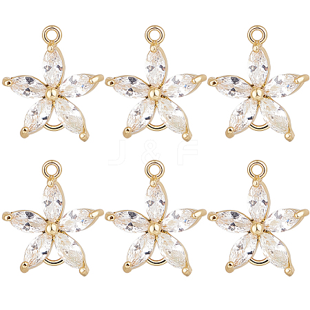 Beebeecraft 8Pcs Brass Pave Clear Cubic Zirconia Connector Charms ZIRC-BBC0002-25-1