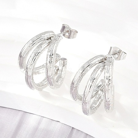 304 Stainless Steel Stud Earrings for Women SA-CBAB549-07P-1