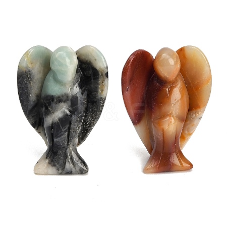 Natural Flower Amazonite Carved Angel Figurines G-O200-03J-09-1