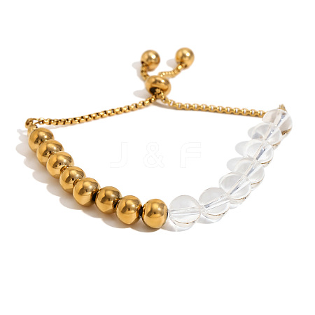 Retro Stainless Steel 18K Gold Acrylic Bead Rope Bracelet PM1309-2-1