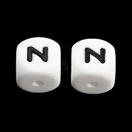 20Pcs White Cube Letter Silicone Beads 12x12x12mm Square Dice Alphabet Beads with 2mm Hole Spacer Loose Letter Beads for Bracelet Necklace Jewelry Making JX432N-1