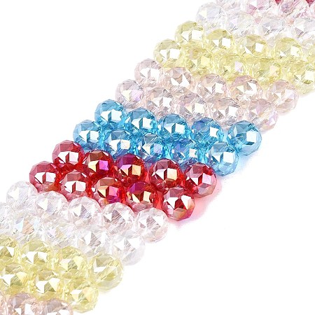 Electroplate Transparent Glass Beads Strands EGLA-Q135-8MM-C04-1