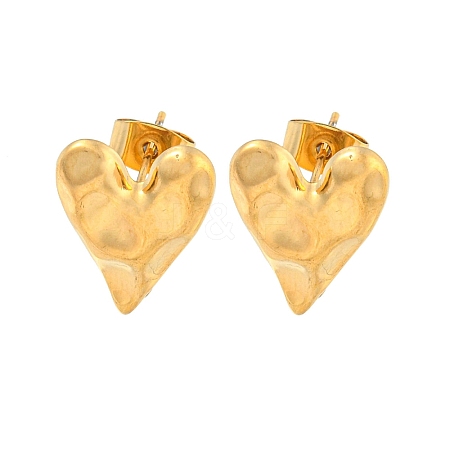 Heart 304 Stainless Steel Ear Studs EJEW-L290-025G-1