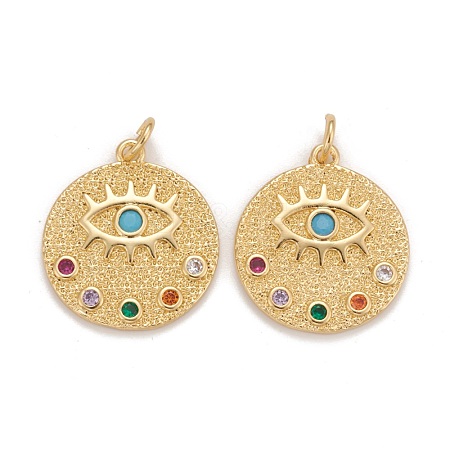 Brass Micro Pave Colorful Cubic Zirconia Pendants KK-Z023-10G-1